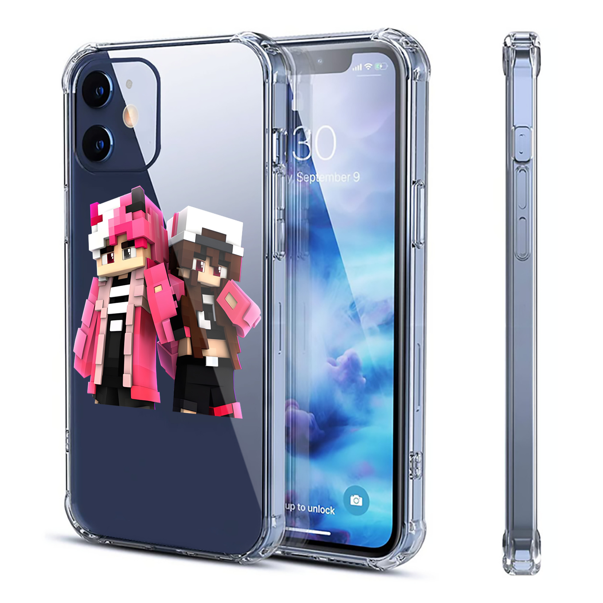（画像用） マインクラフト ブロックの世界 Minecraft MC Block world 【iPhone 12シリーズ対応】透明スマホケース（クリアソフトケース）